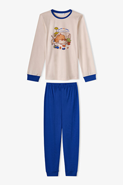 Penti Set de pijamale din bumbac cu mâneci lungi, 2 piese, pentru băieți