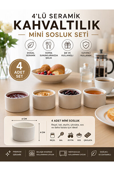 LALEZEN HOME Mini sauce bowl jam bowl breakfast bowl (4 pieces) 6 x 4 cm size