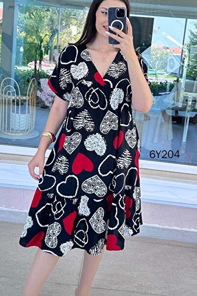 İnce Topuk V-Neck Viscose Dress 6Y204