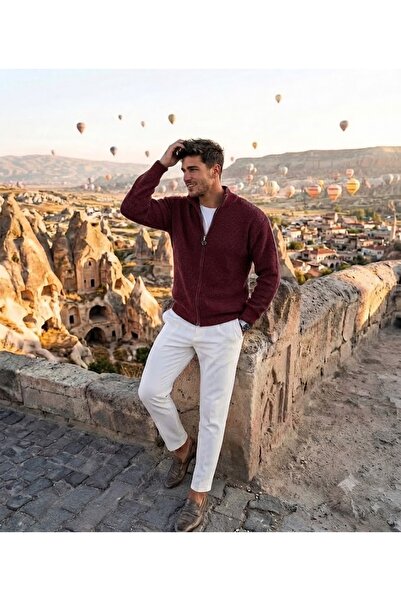 zs zaos fashion Men's Cardigan Winter Thick 100% Cotton Stand-Up Collar Quali...