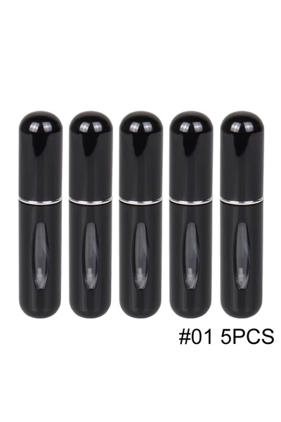 choice2 Metal 5ml Black 5pcs 5ml Portable Refillable Spray Bottle Plastic Lin...