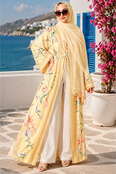 Lavanta Tekstil Set de șaluri kimono cu detalii de șal cu model floral