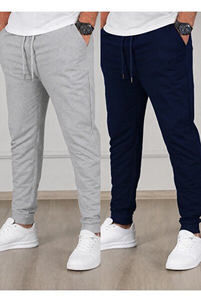 TORUK MAKTO Set of 2 Unisex Ribbed Leg Sweatpants Jogger Comfortable Fit Dail...