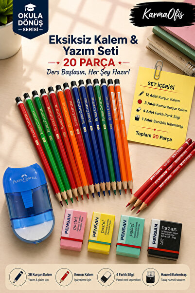 Faber Castell Back to School 20 Piece Pencil Set – 12 2B Opaque Pencils, 3 Re...