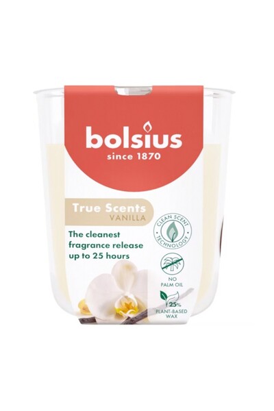 Bolsius Set 3 x Lumanare Parfumata in Pahar, Vanilie, Bolsius, 80 x 73 mm
