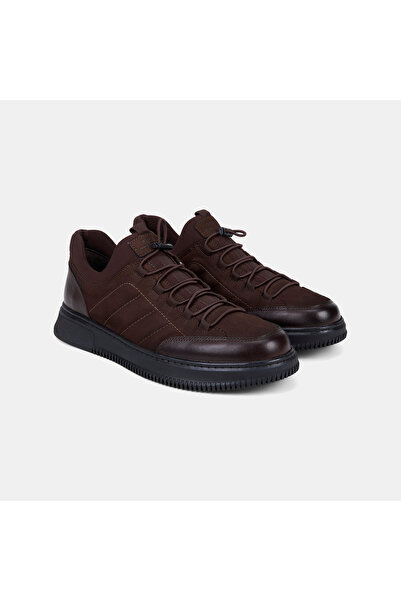 Desa Men's Brown Desacomfort Flexible Ankle Lace-Up Leather Sneaker