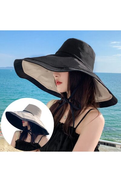 STARSTAR Foldable women's sun hat 6.7" wide brim UV strap.