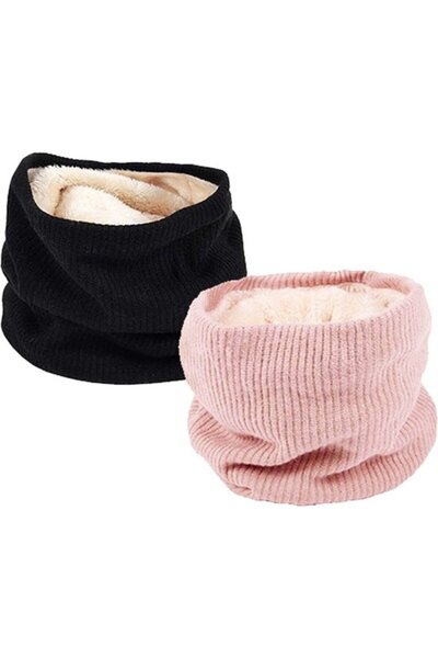 STARSTAR Women's acrylic scarves 2pc black/gray fluffy soft warm.