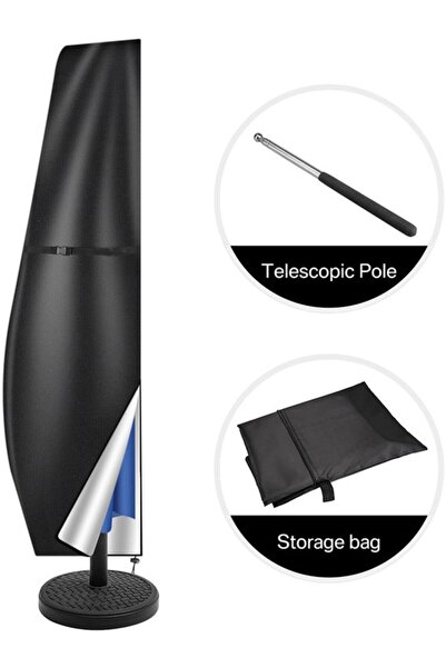 STARSTAR Waterproof cantilevered parasol cover - with retractable pole and zi...