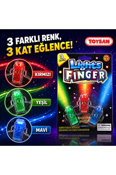 Toysan Işıklı Yüzük 3'lü Set Parmağa Takılan Işıklı Yüzük