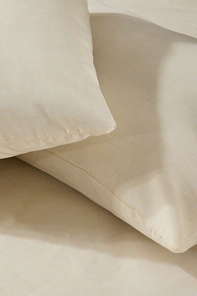 aytunç tekstilla Tekstilla Pink Elastic Fitted Cream Color Double Pillowcase Sheet Set