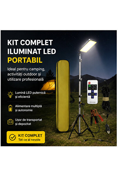 OEM Proiector LED Camping 47W Impermeabil, Braț 4,5m, Kit