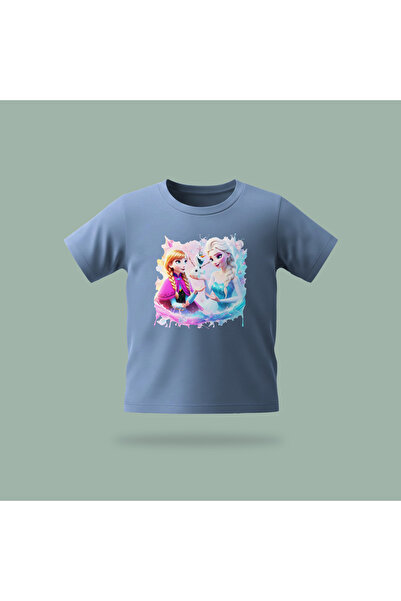 Erays Home Children's Elsa Frozen with Olaf Patterned Printed T-Shirt 100% Co...