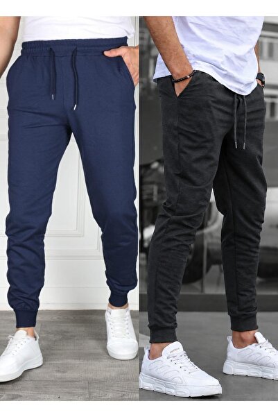 TORUK MAKTO Set of 2 Unisex Ribbed Leg Sweatpants Jogger Comfortable Fit Dail...