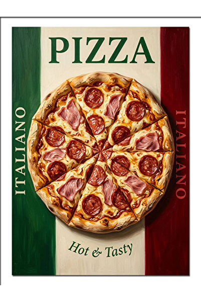 Artmeg Pânză decorativă cu banner de pizza delicioasă cu cârnați italieni - T...