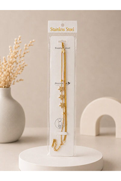 Kokoş Star Detailed Couple Look Gold Bracelet