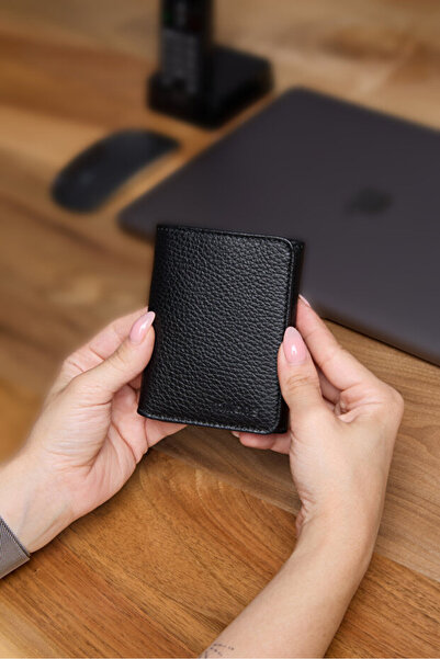 Lysande Genuine Leather Vertical Wallet with Magnet, Unisex Slim Card Holder ...