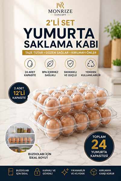 Monrize Concept 2-Pack Egg Storage Container 12-Pack 24-Egg Capacity Refriger...