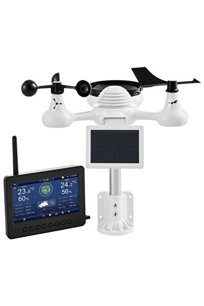 Home Statie meteo cu panou solar, Smart WiFi 7 in 1, afisaj color 7”, interio...
