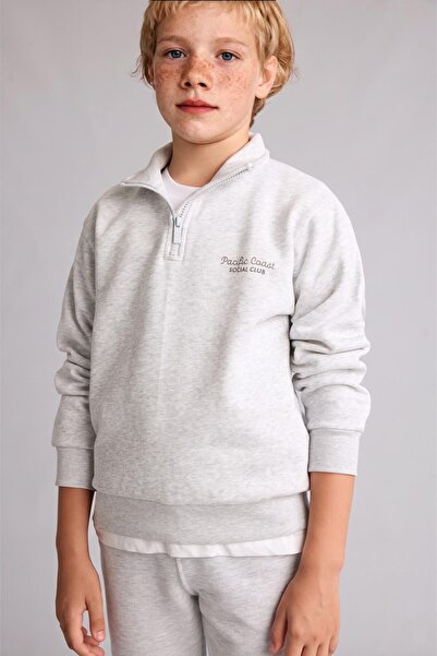 DeFacto Regular Fit Half Zipper High Collar Soft Fleece Inside Letter Embroid...