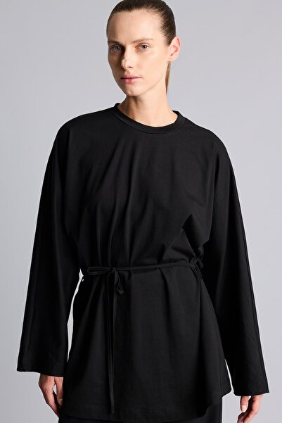 DeFacto Crew Neck Tie-Waist Long Sleeve Tunic H3717Ax26Au