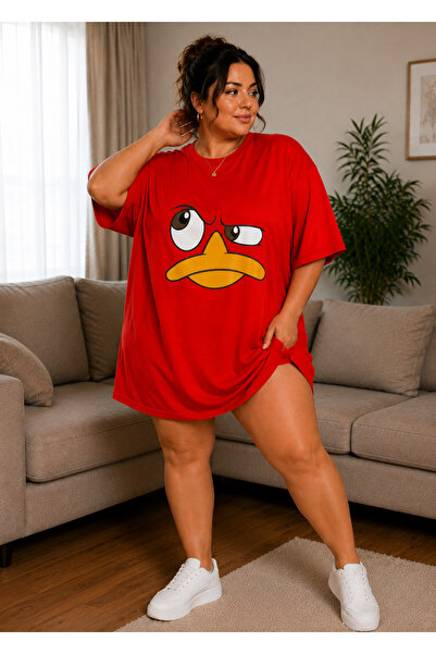 Rubonia Women's Plus Size Oversize Cartoon Print Long T-Shirt Comfortable Loo...