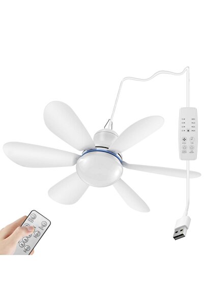 Choice4 Light with Remote Silent 6 Leaves USB Powered Ceiling Canopy Fan with...