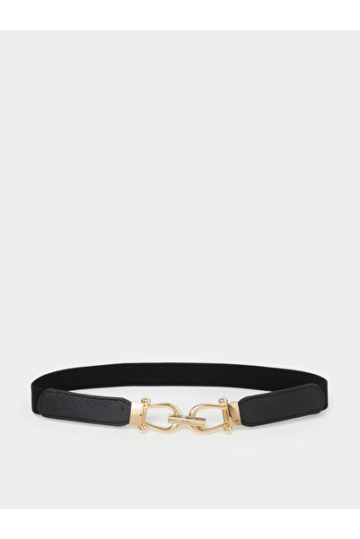 Styli Black Stretch Belt with Hook Buckle