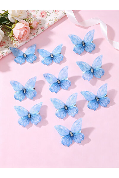 Take Two By Styli Pack of 10 - Girls Rhinestone Embellished Butterfly Hair Ac...