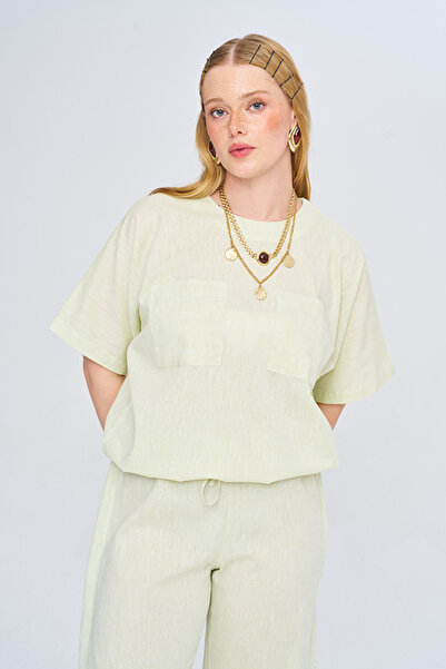 Orfeo Negro Women's Double Pocket Relaxed Fit Solid Color Blouse