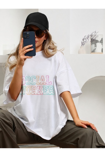 Generic Brand Colorful SOCIAL WORKER Typography,back to school,premium cotton...