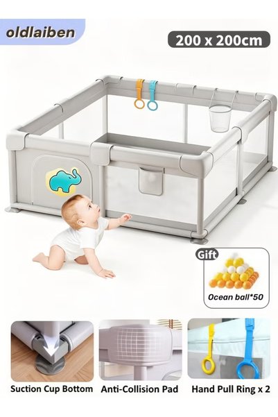 oldlaiben Baby Playpen Playpen for Toddlers with Door and Suction Cup Baby Sa...