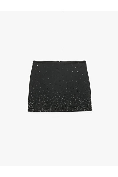 Koton Fustă mini din țesătură crep scuba cu talie normală, cu pietre