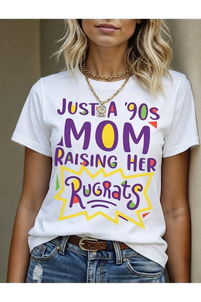 Generic Brand 90s Mom Raising Rugrats Slogan,crew neck,everyday essential,wom...