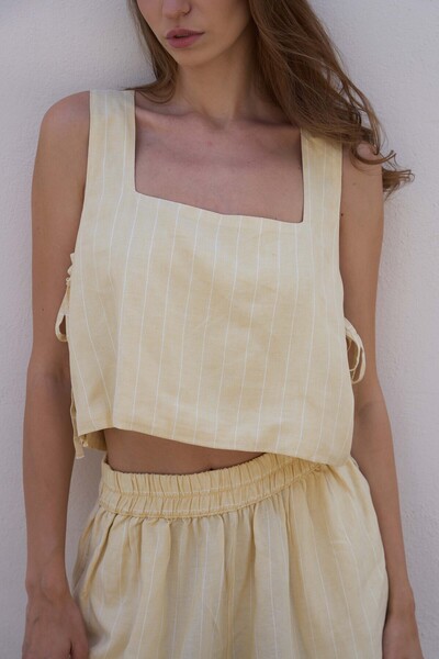 İKİKIZ Linen Blend Strappy Blouse
