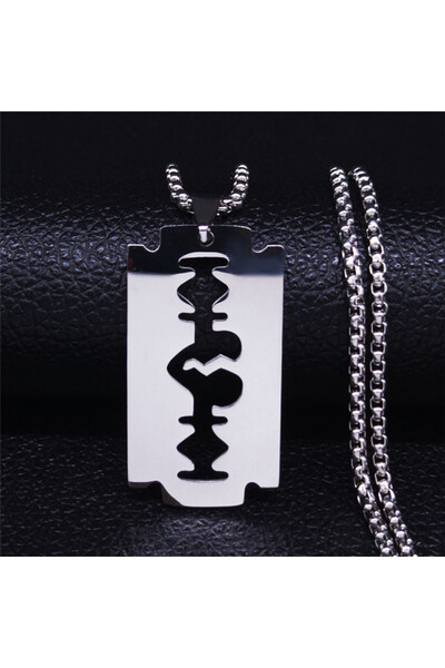 Choice5 heart 60cm Box SR Gothic Blade Razor Pendant Necklaces Men Black Colo...