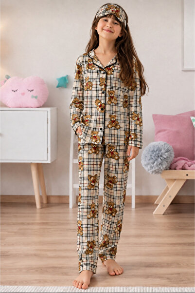zahider Girl's Cotton Buttoned Soft Long-Sleeved Suede Pajama Set