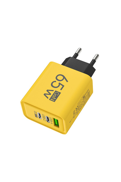 Choice4 EU Yellow GaN Fast Charging USB Type C Charger PD 3.0 Quick Charge Wa...