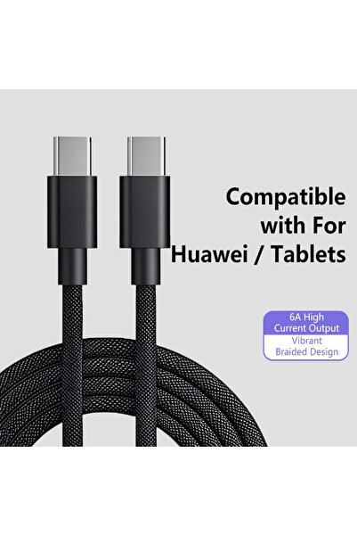 Choice5 1m Black 1Pcs 100W Super Fast Charge Cable Colorful Type-C To C Braid...