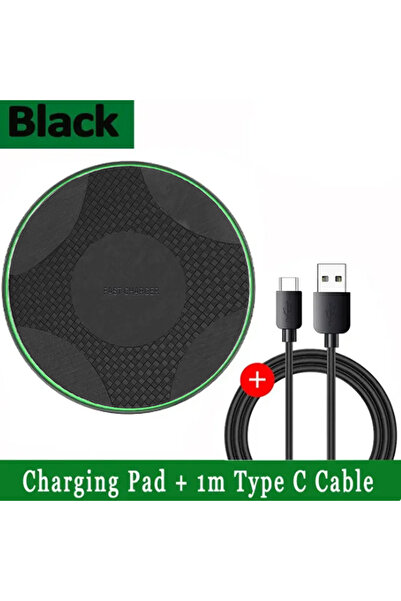 Choice Black with cable 15W Wireless Charger Pad Type C Portable Induction Fa...
