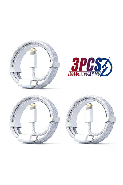 Choice1 1m Grey 3PCS PD 30W USB Cable For iPhone 14 13 12 11 Pro Max 7 8 14 P...