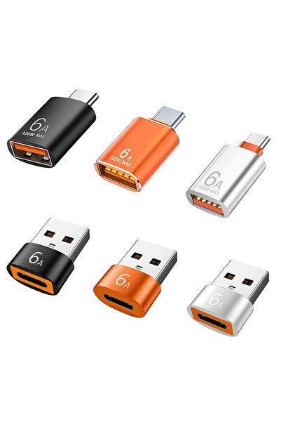 Choice1 mixed-6pcs 6A USB To Type C OTG Adapter 120W USB-C Male To Type-c Fem...