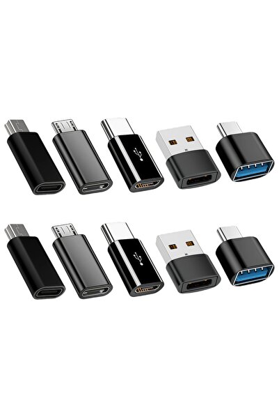 choice2 Black10PCS USB to C OTG to C Adapter Mini to C Micro to C Multi-funct...