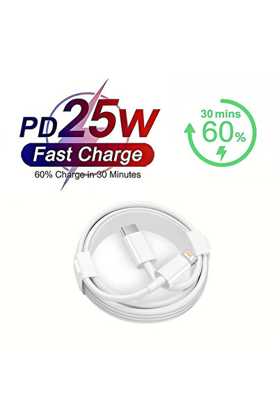 Choice5 Only 2m Cable 25W PD Fast EU Charger For iPhone 11 12 13 Mini 14 Pro ...