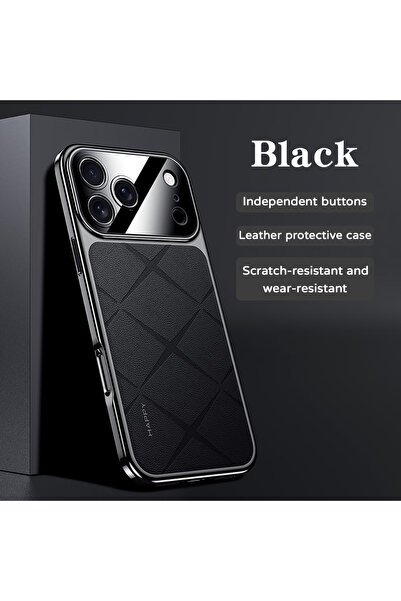 Choice67 iPhone17 Pro Black Frame Leather Plating For iPhone 17 Pro Max 17 Pr...