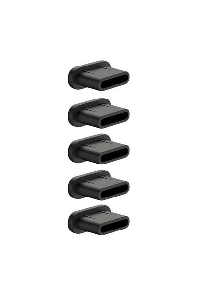 Choice6 Black-5X Silicone Type C Dust Plug with Cleaning Brush, Anti Dust USB...