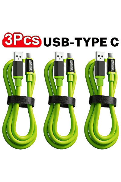 Choice green 3Pcs-A to C 3PCS 240W Fast Charging Cable with Real-Time Power D...