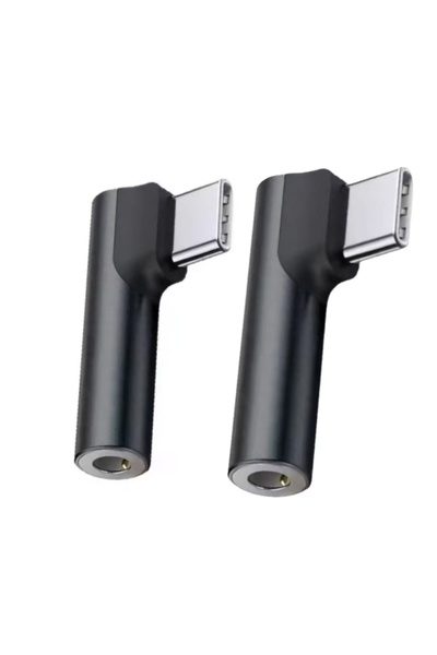 Choice black 2pcs Type C to 3.5mm Jack Elbow Headphone Adapter Supports Voice...