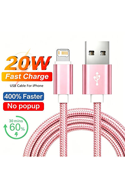 Choice12 2m Pink 20W Braided USB Fast Charging Cable For iPhone 11 12 13 mini...