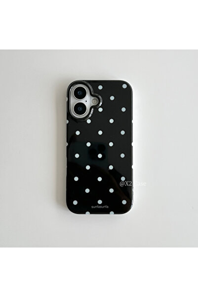 Choice23 iPhone 16 B Korean Ins Simple Black White Polka Dot Y2K Phone Case F...